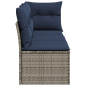 Preview: Gartensofa mit Kissen 3-Sitzer Grau Poly Rattan