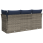 Preview: Gartensofa mit Kissen 3-Sitzer Grau Poly Rattan