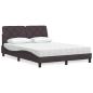 Preview: ARDEBO.de - Bett mit Matratze Dunkelbraun 140x200 cm Stoff