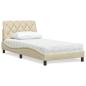 Preview: ARDEBO.de - Bett mit Matratze Creme 100x200 cm Stoff