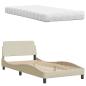 Preview: Bett mit Matratze Creme 100x200 cm Stoff