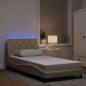 Preview: ARDEBO.de - Bettgestell mit LED ohne Matratze Creme 100x200 cm Stoff