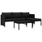 Preview: ARDEBO.de - 3-tlg. Garten-Lounge-Set mit Auflagen Poly Rattan Schwarz