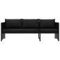 Preview: 3-tlg. Garten-Lounge-Set mit Auflagen Poly Rattan Schwarz