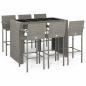 Preview: 7-tlg. Gartenbar-Set Grau Poly Rattan