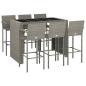 Preview: 7-tlg. Gartenbar-Set Grau Poly Rattan