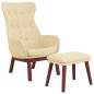 Preview: Relaxsessel mit Hocker Creme Stoff
