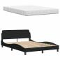 Preview: Bett mit Matratze Schwarz 140x200 cm Stoff