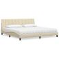 Preview: ARDEBO.de - Bett mit Matratze "Hanko" Creme 200x200 cm Stoff