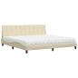 Preview: Bett mit Matratze "Hanko" Creme 200x200 cm Stoff