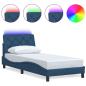 Preview: Bettgestell mit LED ohne Matratze Blau 90x200 cm Stoff