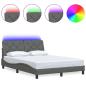 Preview: Bettgestell mit LED ohne Matratze Dunkelgrau 140x200 cm Stoff