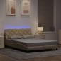 Preview: ARDEBO.de - Bettgestell mit LED ohne Matratze Creme 140x200 cm Stoff