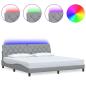 Preview: Bettgestell mit LED ohne Matratze Hellgrau 200x200 cm Stoff