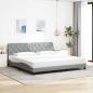 Preview: Bettgestell mit LED ohne Matratze Hellgrau 200x200 cm Stoff