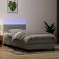 Preview: ARDEBO.de - Boxspringbett mit Matratze & LED Hellgrau 80x220 cm Samt