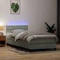 Preview: ARDEBO.de - Boxspringbett mit Matratze & LED Hellgrau 80x220 cm Samt