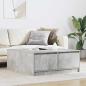 Preview: ARDEBO.de - Couchtisch mit Schubladen Betongrau 100x100x40 cm