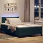 Preview: LED Boxspringbett mit Kopfteil Dunkelgrün 120 x 190 cm Samt