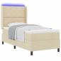 Preview: LED Boxspringbett mit Kopfteil Creme 90 x 200 cm Stoff