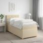 Preview: ARDEBO.de - Boxspringbett mit Matratze mit Kopfteil Creme 90 x 190 cm Stoff