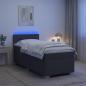 Preview: ARDEBO.de - Boxspringbett mit Matratze und LED Dunkelgrau 90 x 200 cm Stoff