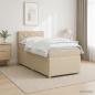 Preview: Boxspringbett mit Matratze mit Kopfteil Creme 90 x 200 cm Stoff