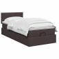 Preview: Ottoman Bett mit Matratze Dunkelbraun 90 x 190 cm Stoff