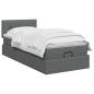 Preview: Ottoman-Bett mit Matratze und LED Dunkelgrau 90 x 200 cm Stoff
