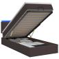 Preview: Ottoman-Bett mit Matratze und LED Dunkelbraun 90 x 190 cm Stoff