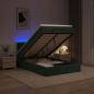 Preview: ARDEBO.de - Ottoman-Bett mit Matratze und LED Dunkelgrün 120 x 200 cm Samt