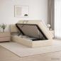 Preview: ARDEBO.de - Aufbewahrungsbett mit Matratze Creme 90 x 200 cm Samt