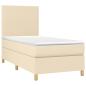 Preview: Boxspringbett mit Matratze & LED Creme 80x200 cm Stoff