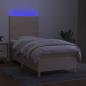 Preview: Boxspringbett mit Matratze & LED Creme 80x200 cm Stoff