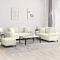 Preview: ARDEBO.de - 3-tlg. Sofagarnitur mit Kissen Creme Samt