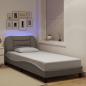 Preview: ARDEBO.de - Bettgestell mit LED ohne Matratze "Hvar" Taupe 80x200 cm Stoff