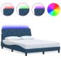 Preview: Bettgestell mit LED ohne Matratze Blau 140x190 cm Stoff