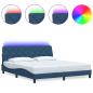 Preview: Bettgestell mit LED ohne Matratze Blau 180x200 cm Stoff