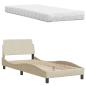 Preview: Bett mit Matratze Creme 90x200 cm Stoff