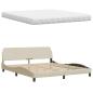Preview: Bett mit Matratze Creme 180x200 cm Stoff