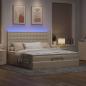 Preview: Ottoman-Bett mit Matratze & LEDs Creme 160x200 cm Stoff