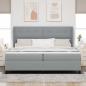 Preview: Boxspringbett mit Kopfteil Hellgrau 200 x 200 cm Stoff