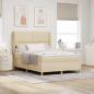 Preview: ARDEBO.de - Boxspringbett mit Kopfteil Creme 200 x 160 cm Stoff