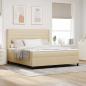 Preview: ARDEBO.de - Boxspringbett mit Kissen mit Kopfteil Creme 200 x 180 cm Stoff
