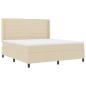 Preview: Boxspringbett mit Kissen mit Kopfteil Creme 200 x 180 cm Stoff