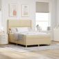 Preview: ARDEBO.de - Boxspringbett mit Kopfteil Creme 160 x 200 cm Stoff