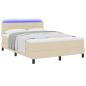 Preview: Boxspringbett mit LED-Lichtleisten Creme 160 x 200 cm Stoff