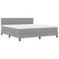 Preview: Boxspringbett mit LED-Lichtleisten Hellgrau 180 x 200 cm Stoff