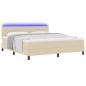 Preview: Boxspringbett mit LED-Lichtleisten Creme 180 x 200 cm Stoff