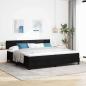 Preview: ARDEBO.de - Boxspringbett mit LED-Lichtleisten Schwarz 200 x 200 cm Stoff